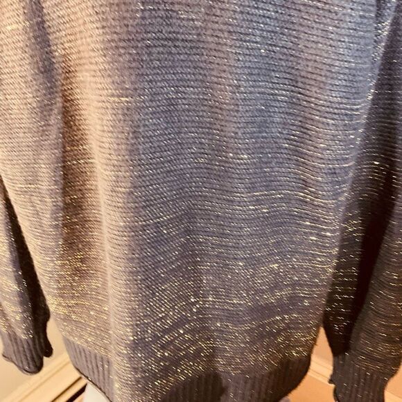 Fat Face Navy Gold Flecked Mock Turtleneck Pullover Sweater, 8 - Picture 12 of 16